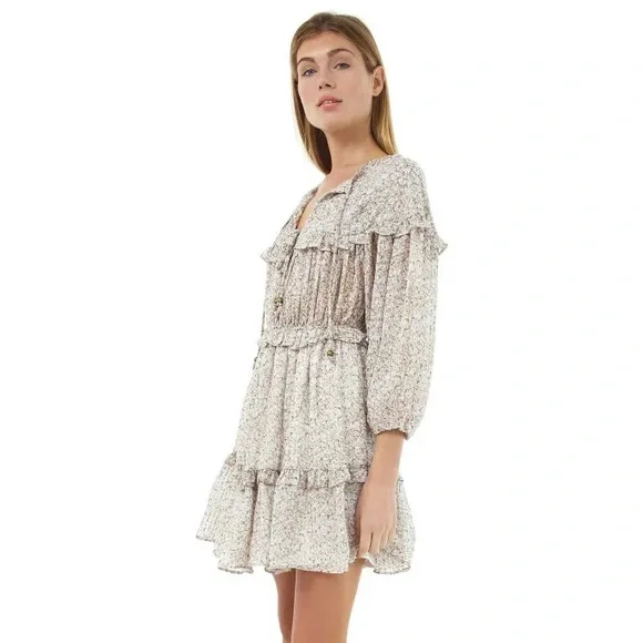 knee length dresses for ladies Rose Print Boheme Mini Dress  Lilac and Mila